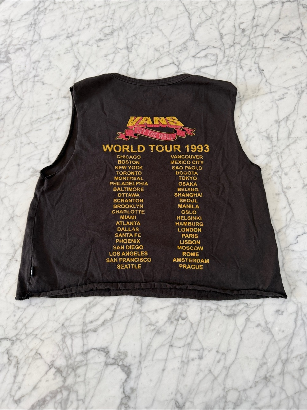 Vans Womens World Sz XL Tour Black 1993 Graphic Tank Crop Shirt